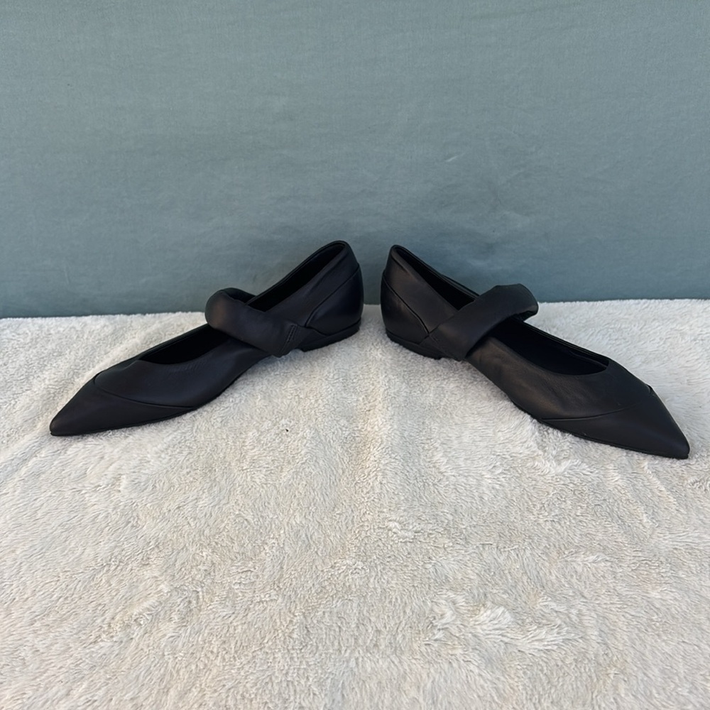 NWOT Agl Rocio Mary Jane Black Pointed-Toe Flats Leather EU 35.5 - Picture 2 of 9